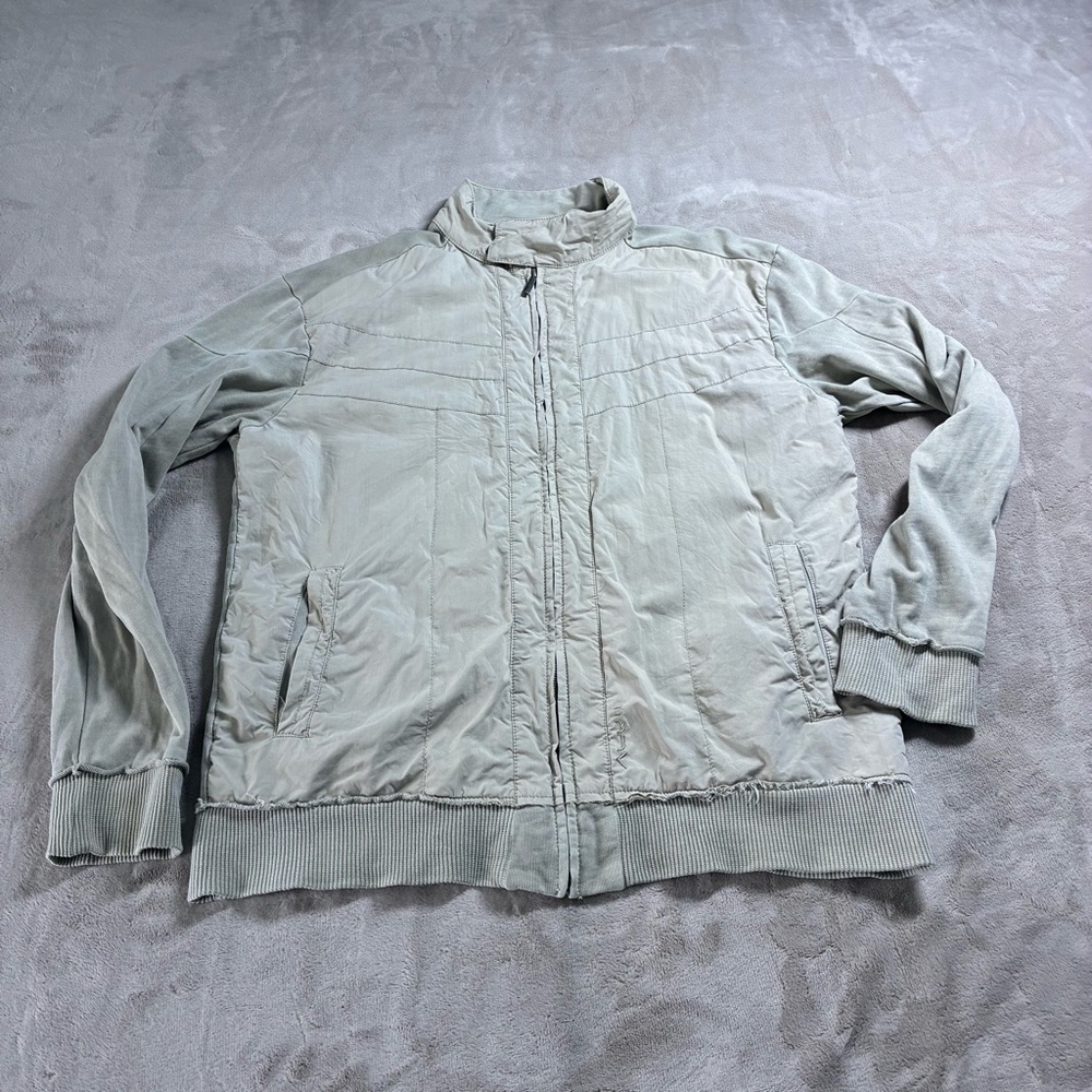 Fcuk Jeans Vintage Utility Zip Jacket Beige Men’s XL Retro Streetwear Layering